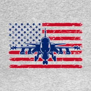 US Flag Airplane Patriotic American Pilot T-Shirt